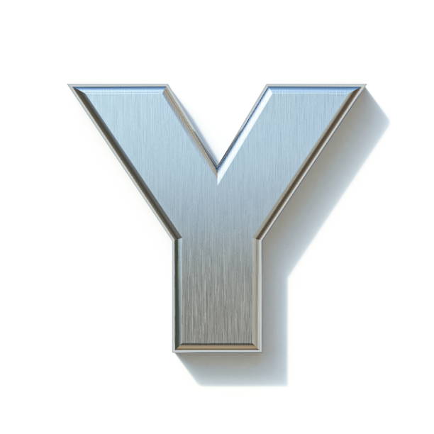 istock Brushed metal font Letter Y 3D 1200199861