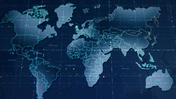 tierra tecnológica 4k - mapa de husos horarios fotografías e imágenes de stock