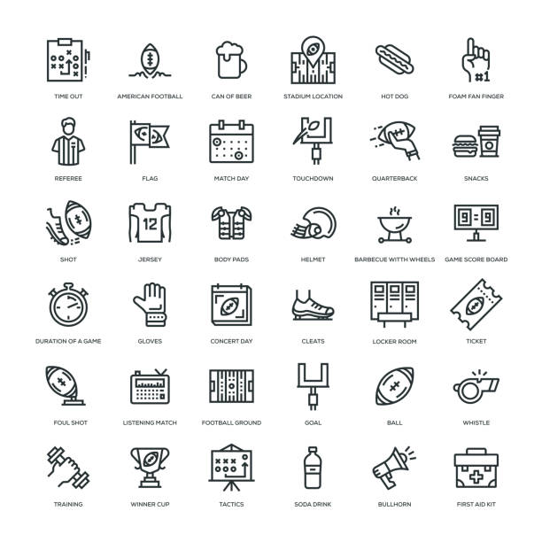 American Football Icon Set 36 American Football Icons - Line Series football locker room stock illustrations