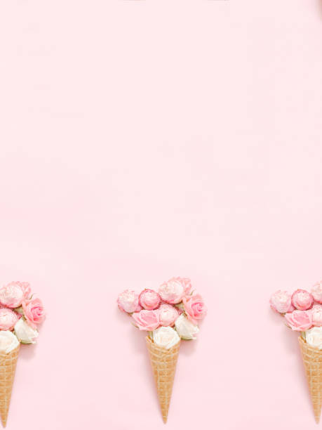istock abstract floral composition rose waffle cones pink 1200205894