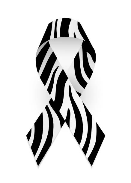 ilustraciones, imágenes clip art, dibujos animados e iconos de stock de zebra - cinta de impresión como símbolo de la conciencia de las enfermedades raras, síndrome de ehlers-danlos. ilustración vectorial aislada - beast cancer awareness month
