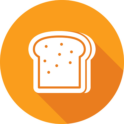 Vector illustration of an orange slice of bread icon in flat style.