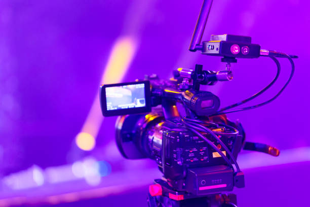 istock Professional video camera equipment at a concert hall 1200216835