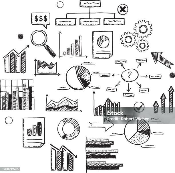 Statistics Drawing Simple Sketch Style Statistical Data Doodle Stock Illustration - Download ...