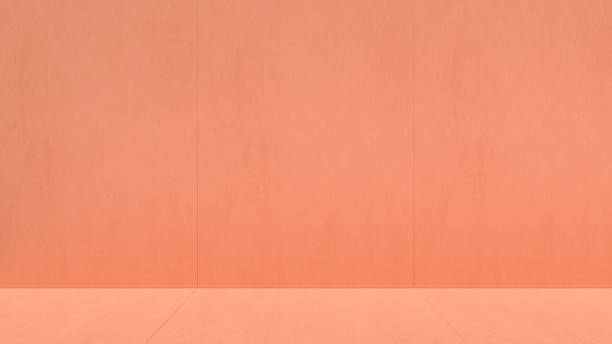 istock Minimal pastel orange pink architectural background with wall and floor on sunny day and shadow, 3d rendering 1200220404