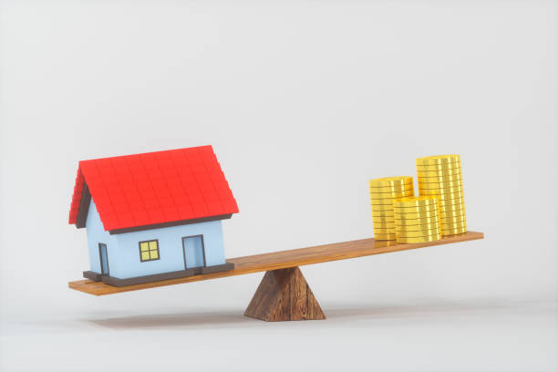 istock Balance of money and house,abstract conception, 3d rendering. 1200221235