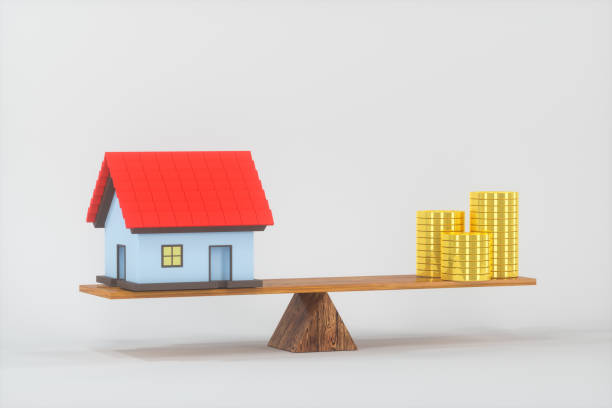 istock Balance of money and house,abstract conception, 3d rendering. 1200221239
