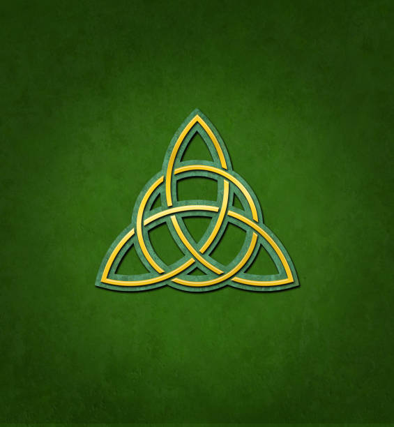 Celtic Trinity Knot or Triquetra against green background