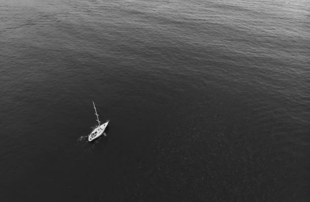 Aerial shot of a sail in the ocean