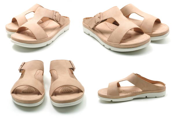 istock set of Pink sandal isolated on white background 1200245929