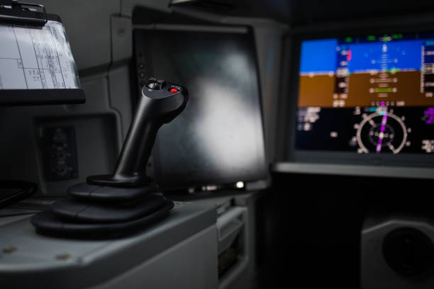 istock Sidestick of modern aircraft cockpit 1200257792