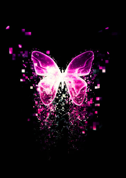 istock Particles splatter from a glowing abstract butterfly 1200260469