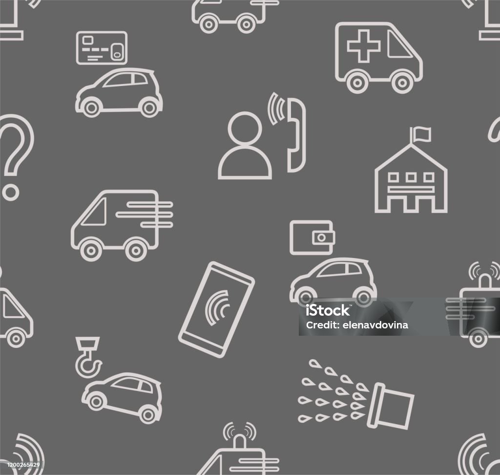 Emergency Drawing Pattern Emergency Services Seamless Pattern Contour Drawing Gray Color Flat ...
