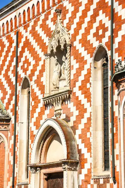 Vicenza, Italy. Beautiful architecture of catholic church (Parrocchia di Santa Croce ai Carmini) in Vicenza.