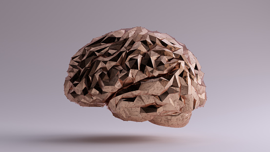 Bronze Brain Futuristic Artificial Intelligence Left View 3d illustration 3d render