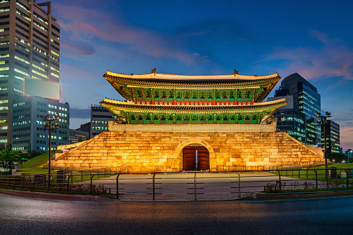 Landmarks destinations of trip tour Diamond Busan Tower and Yongdusan park in Nampo dong for korean people and foreign travelers travel visit at Jung gu city on February 18, 2023 in Busan, South Korea