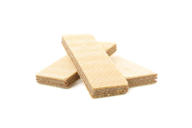 istock Sweet wafer biscuits isolated on white background 1200280586