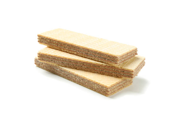istock Stack of sweet wafer biscuits isolated on white background 1200280980