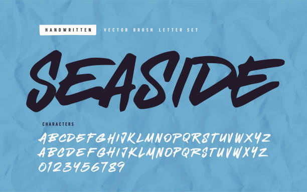 Expressive handwritten calligraphic vector brush letter set Expressive handwritten calligraphic vector brush letter set. calligraphy alphabet styles drawing stock illustrations