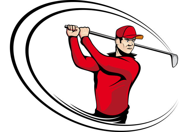 Golf player Golf player for sports design golfer swinging club stock illustrations