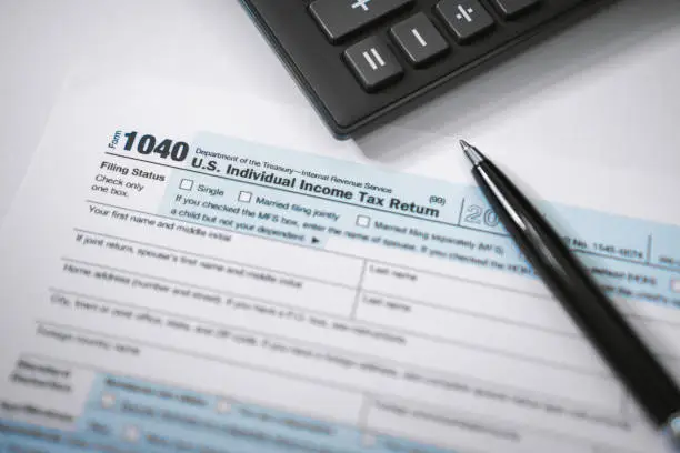 Photo of Close Up of Income Tax Form