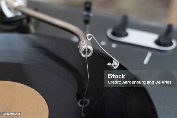 Safety Pin As Needle On Vinyl Lp Stock Photo - Download Image Now - Safety Pin, Horizontal, Long Play Record