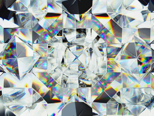 istock diamond structure extreme closeup and kaleidoscope. top view of round gemstone 3d render, 3d illustration 1200290701