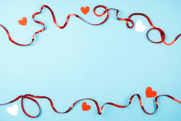 istock Beautiful blue background with red decorative elements for Valentine's day. 1200290770