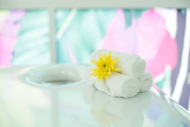 istock massage room in spa saloon. white massage table 1200291862