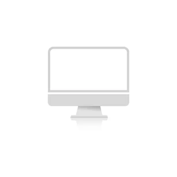 Vector illustration of White computer, monitor screen in white background.