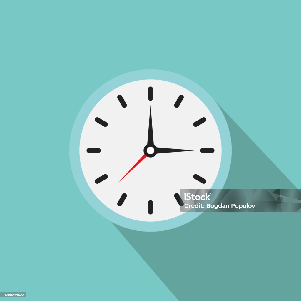 Saat simgesi. Gölgeli vektör saati çizimi - Royalty-free Saat türleri Vector Art