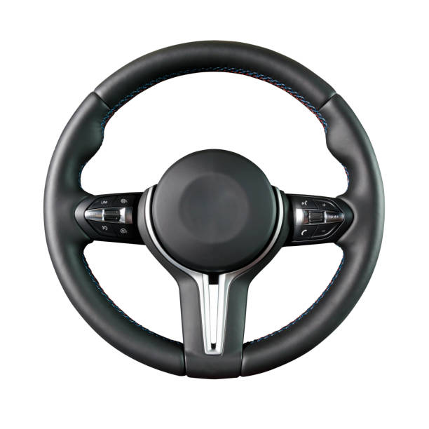 roue de direction d'isolement sur le fond blanc - steering wheel photos et images de collection