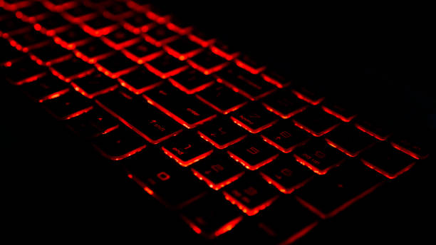 Red Gaming Laptop Keyboard stock photo