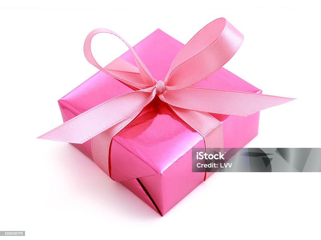Pink Gift Wrapped Present With Rosy Satin Ribbon Bow Stock Photo - Download  Image Now - iStock
