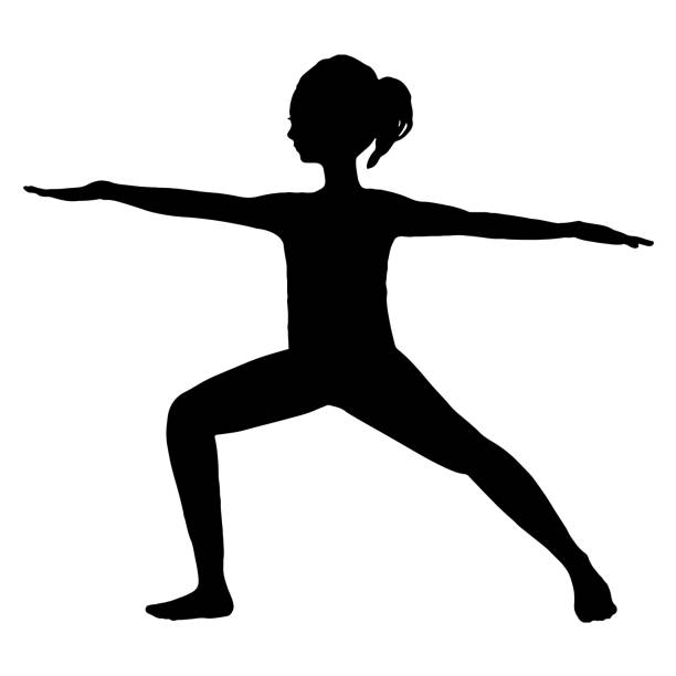 Yoga hero woman silhouette illustration Yoga hero woman silhouette illustration warrior 2 stock illustrations