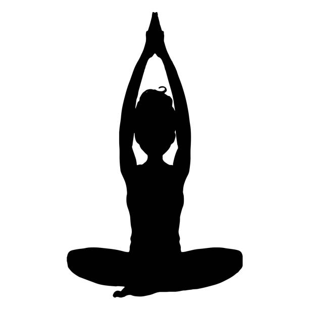 istock Silhouette illustration of a woman posing yoga chest open 1200305312