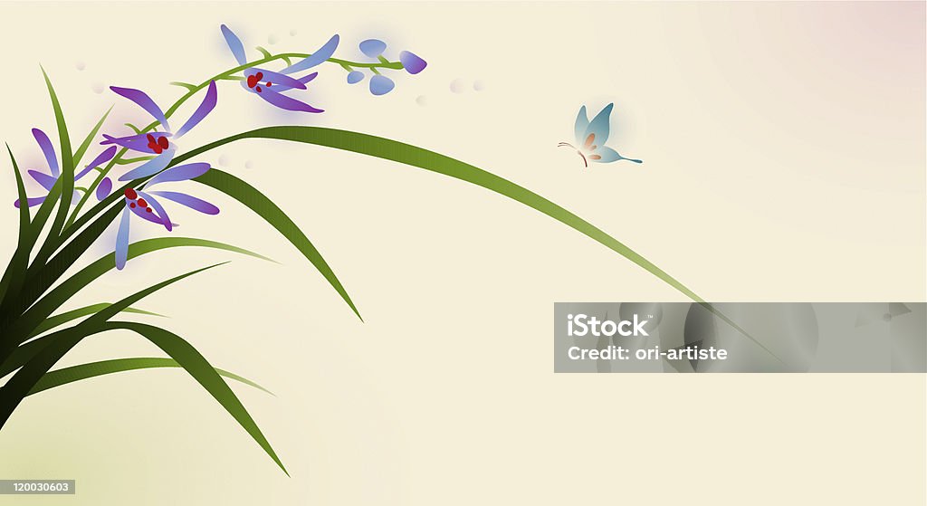 oriental style malen Blumen und Schmetterling - Lizenzfrei Schmetterling Vektorgrafik