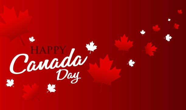 Postcard Canada Day. Calligraphy on a red background. Vector Postcard Canada Day. Calligraphy on a red background. Vector illustration canada day poster stock illustrations