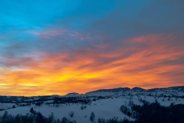 istock Fiery orange sunset sky. Beautiful sky. 1200309163