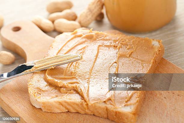 Peanut Butter Sandwich Stock Photo - Download Image Now - Bread, Brown, Butter
