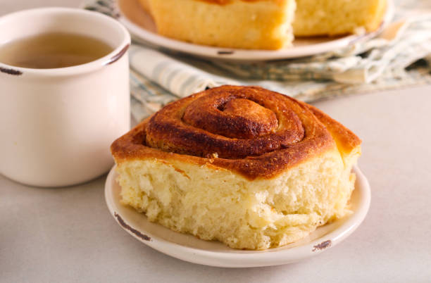 istock Freshly baked morning cinnamon rolls served 1200312485