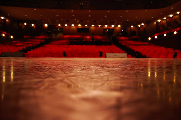 Low angle view from the theater stage to the seats An artistic view from a theater stage out to the audience. musical theater stock pictures, royalty-free photos & images