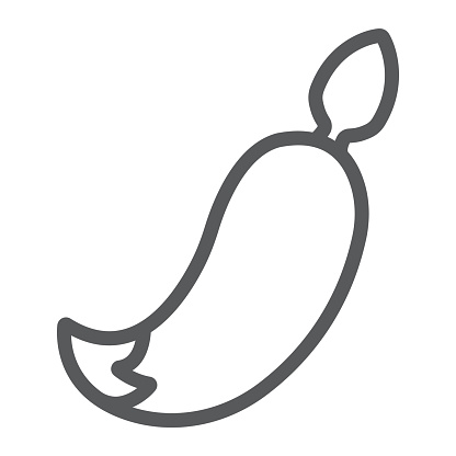 Anal plug with tail line icon, sex toy and adult, plug toy sign, vector graphics, a linear pattern on a white background, eps 10