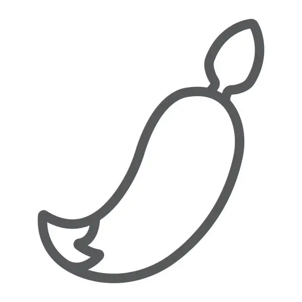 Vector illustration of Anal plug with tail line icon, sex toy and adult, plug toy sign, vector graphics, a linear pattern on a white background, eps 10.