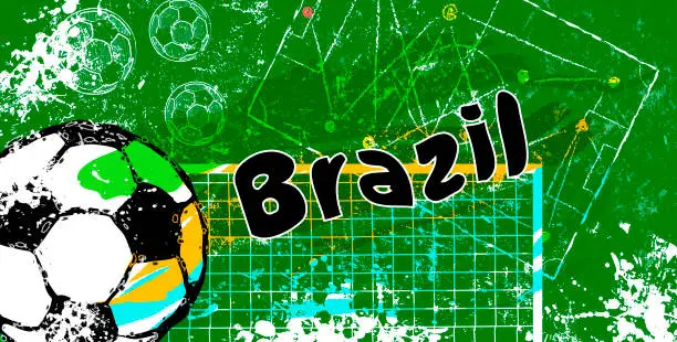 Vector illustration of grunge soccer,football, futebol design for brazil, vector with free copy space