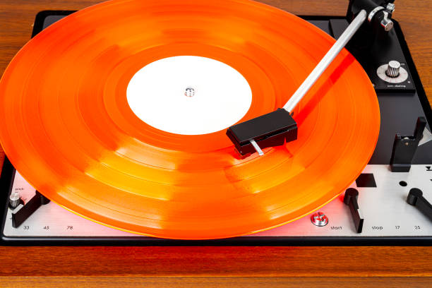 istock Vintage turntable with a red vinyl 1200316837
