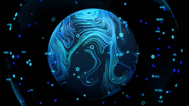 Earth map, Location Intelligence software, Geographic information system, Spatial data analytics technology stock photo