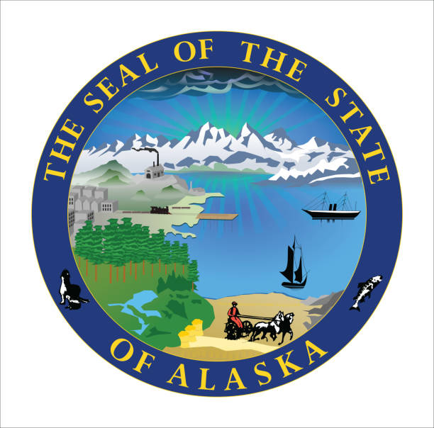 illustrations, cliparts, dessins animés et icônes de sceau de l'état de l'alaska. - alaska état américain