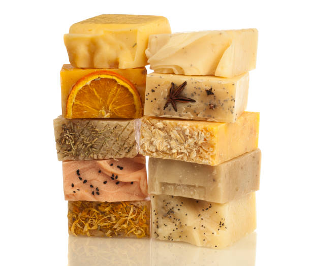 istock Luxury Bars of Soap Stacked on a white background 1200326522