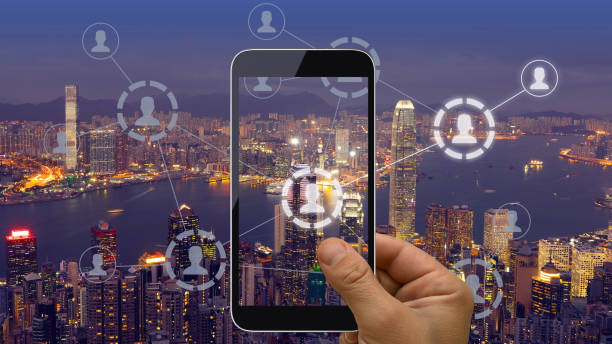 istock Social media marketing network communication mobile phone app 1200327392